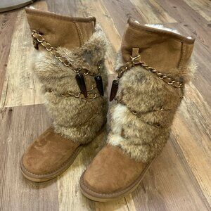 Atilla Brown Rabbit Fur Boots by Australia Luxe Collective Size 6